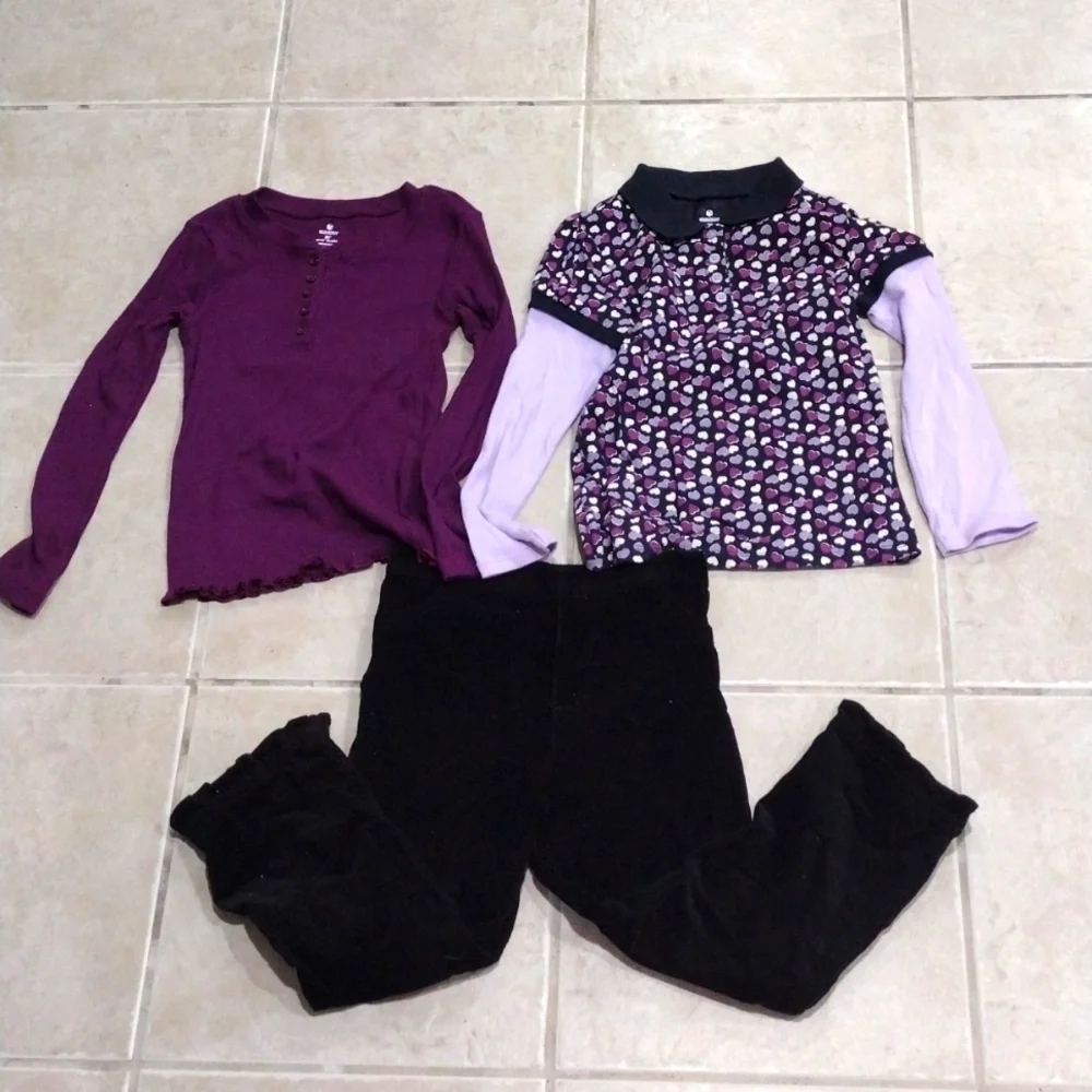 Old Navy & Okie-Dokie | Set of 3 - 2 Long Sleeves Shirts & a Black Pants size 5T